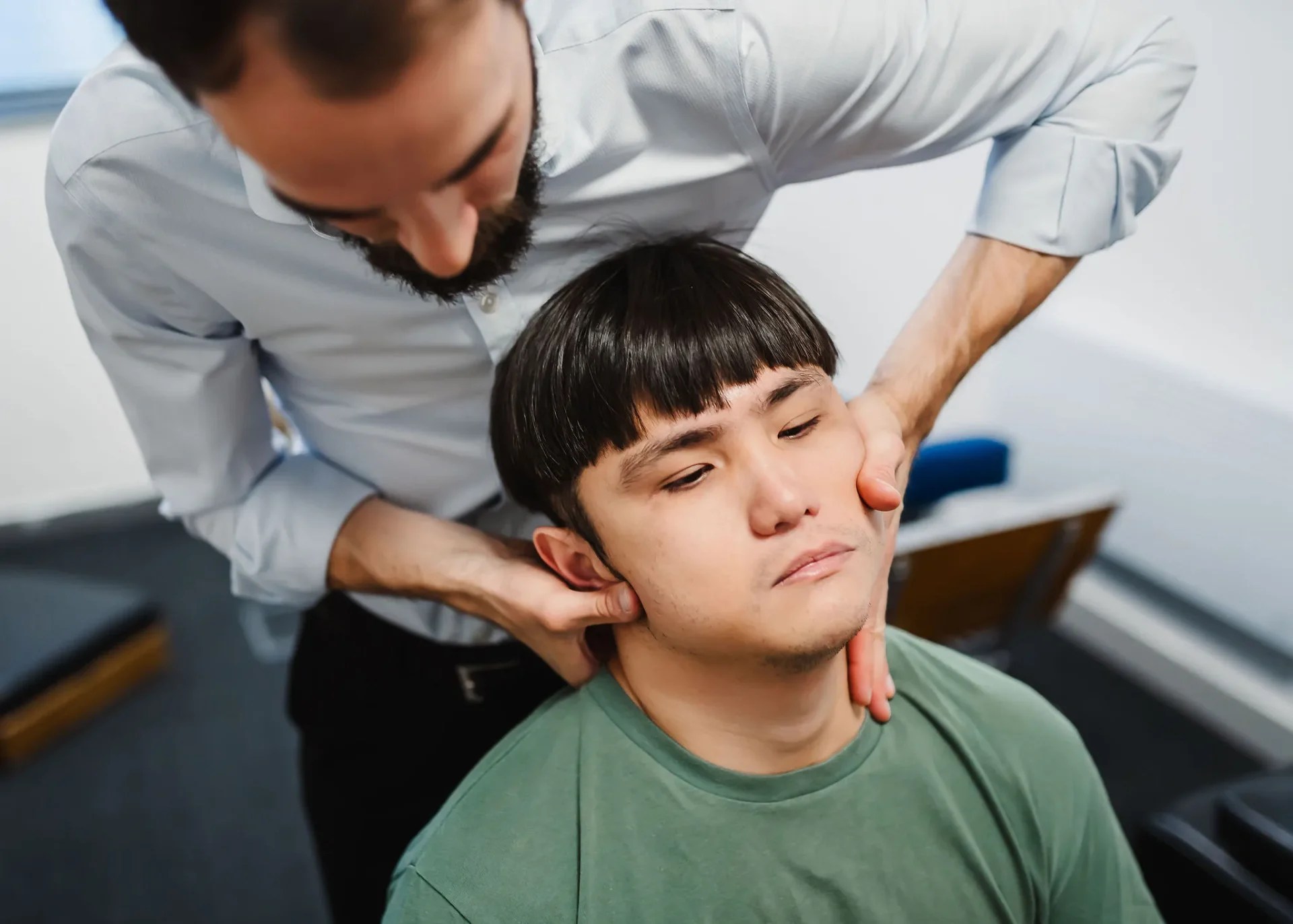 Chiropractic adjustment to the neck