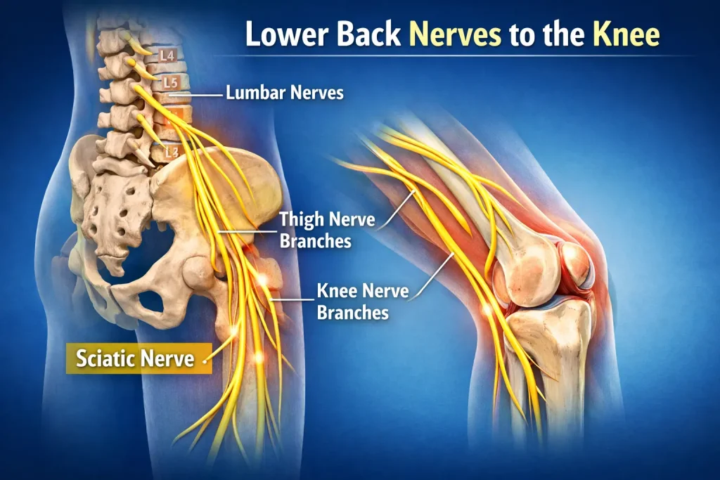 Nerves from spine to knee